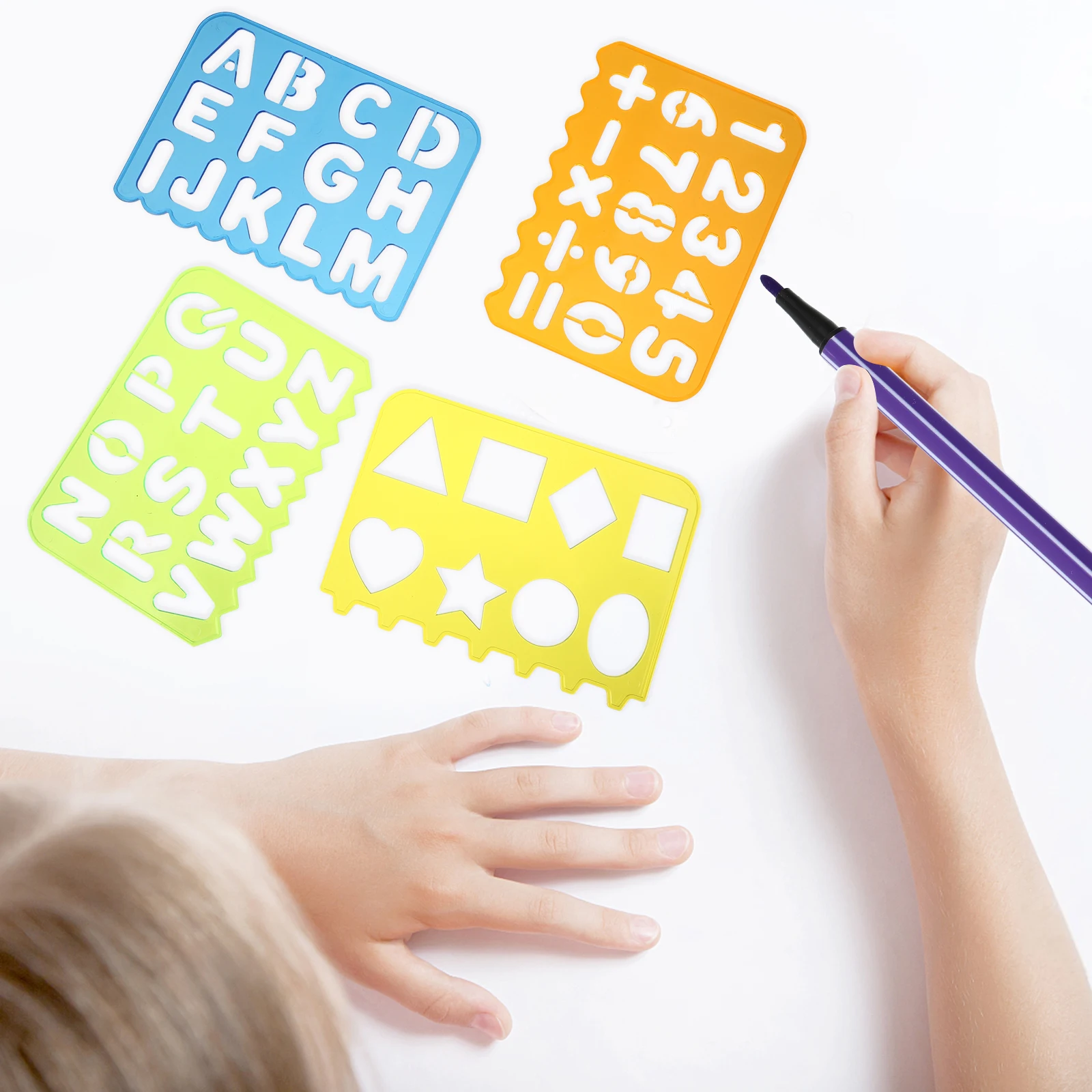 

1 Set Learning Stencils Ruler Kit Washable Number Alphabet Templates Educational Tool For Student Supplies Plastic