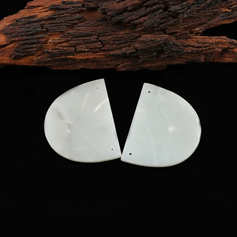 Natural Green Aventurine Semicircle Faceted Earrings Beads For Jewelry Making, Fashion DIY Earring Stone Jewelry