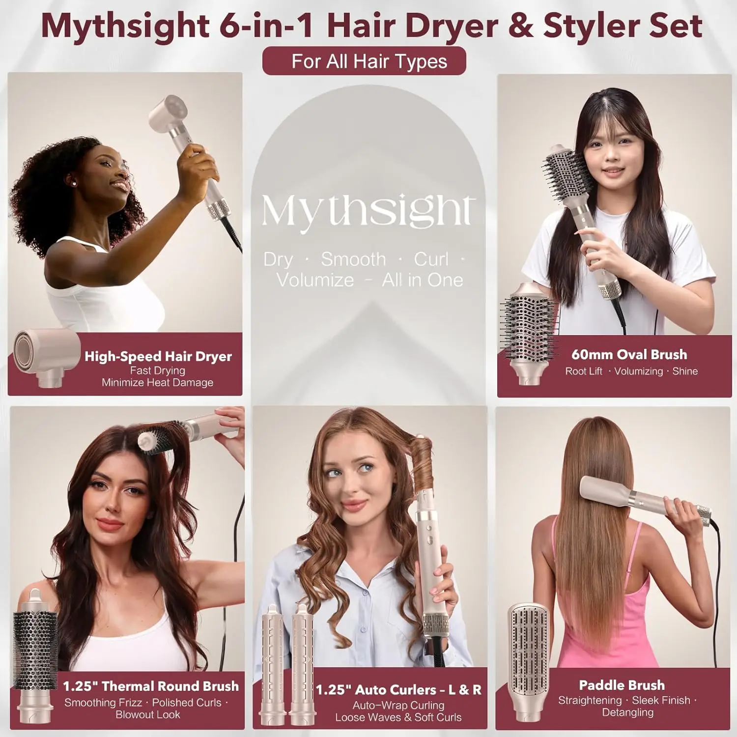 5 in 1 6 in 1 7 in 1 Various Accessories Available Hair Wrap Dryer 110000 RPM Brushless Motor MultiFunctional Hair Styling Tools