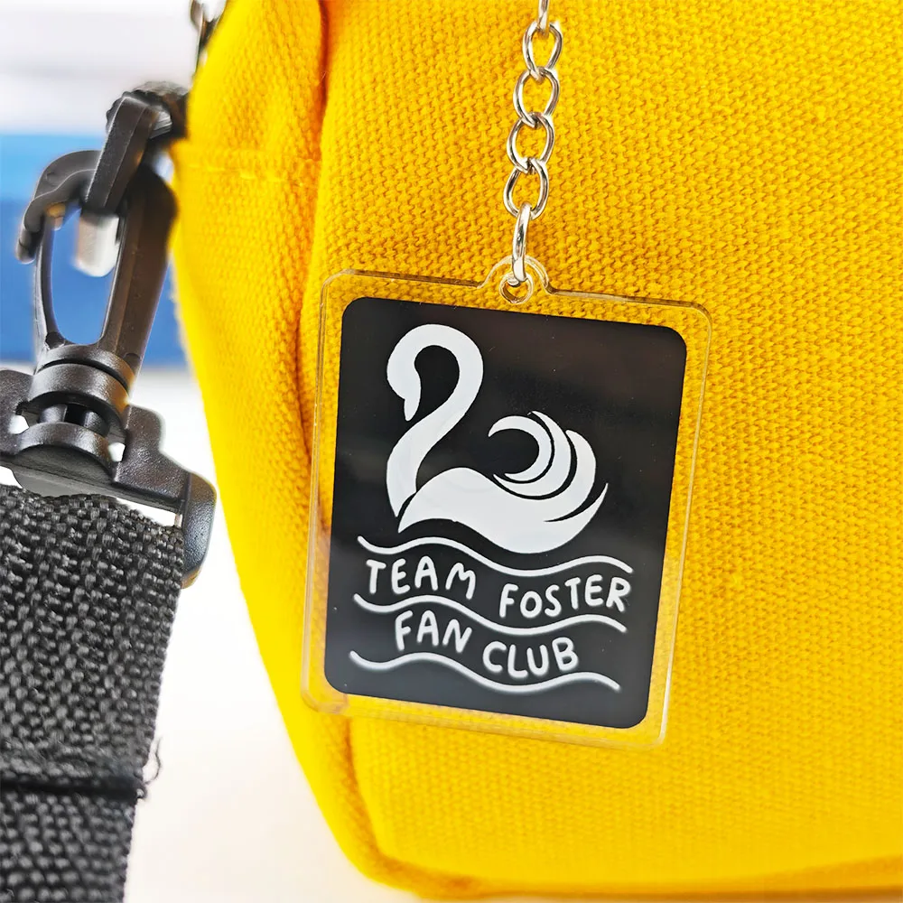 Keeper-of the Lost Cities Acrylic Keychain Team Foster Fan Club Black Swan Logo Key Ring Double Sided KOTLC Book Fans Gift Bag P
