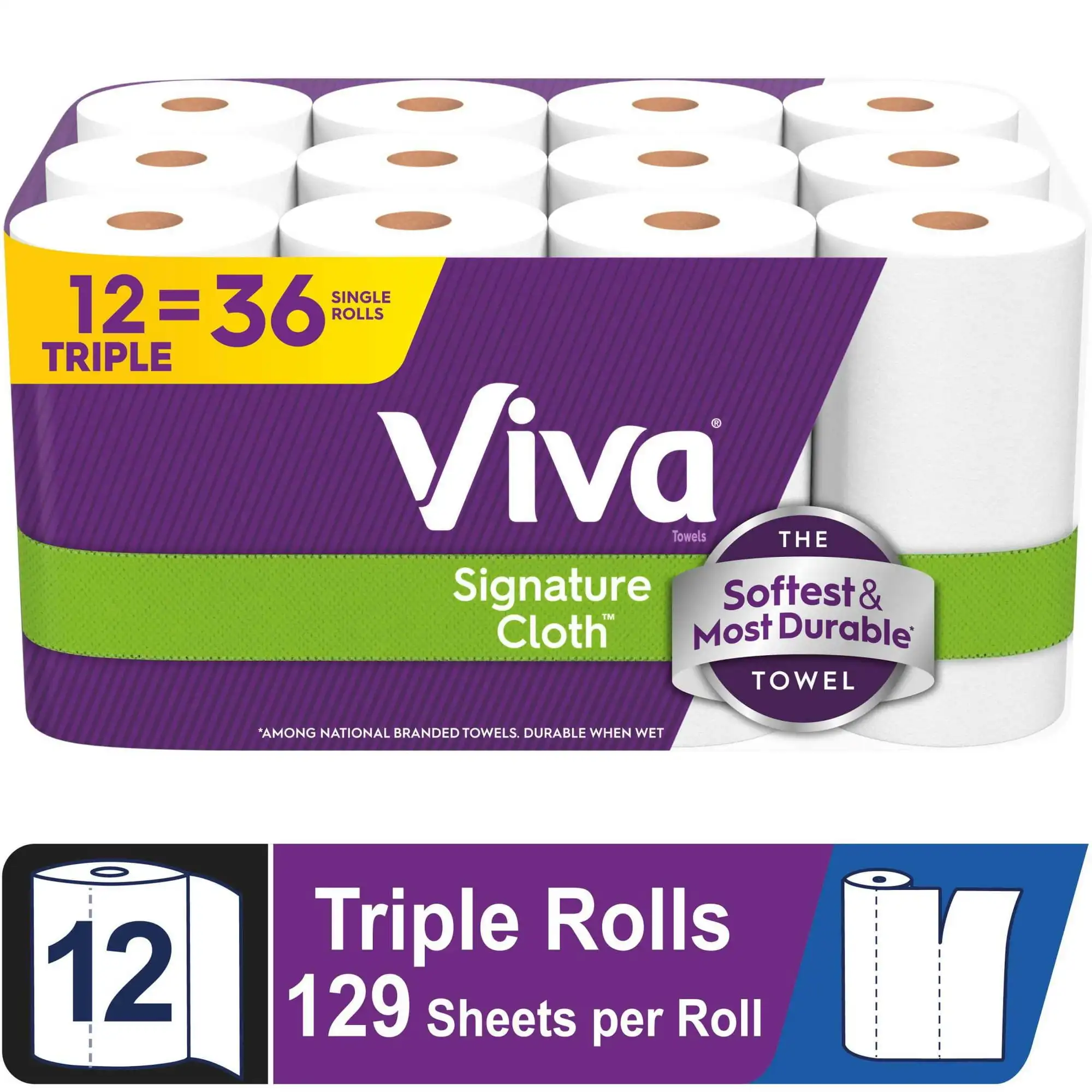 

Signature Cloth Paper Towels, 12 Triple Rolls, 129 Sheets per Roll