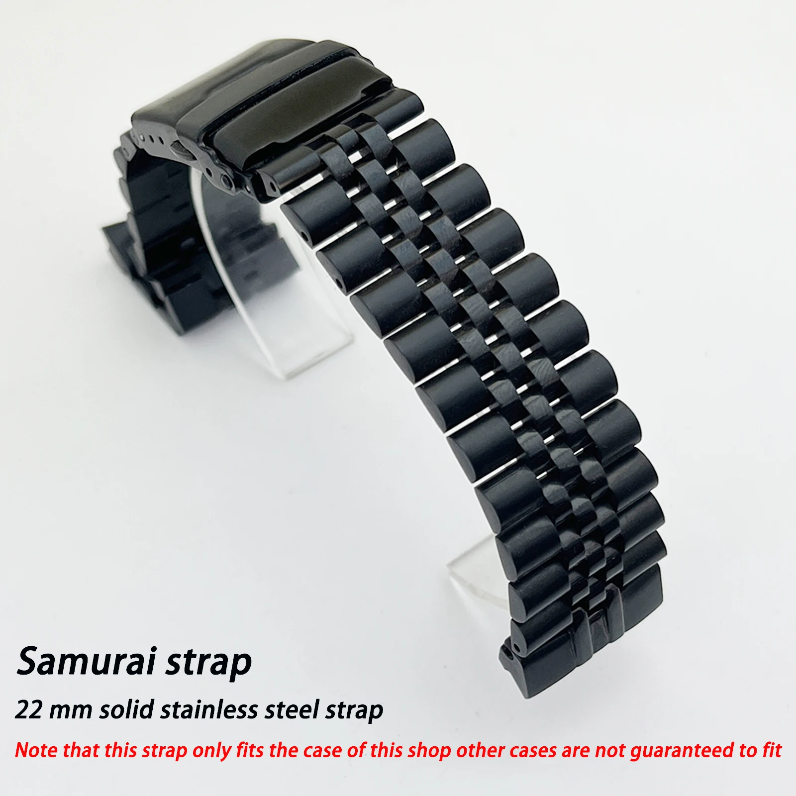Black NH35 Case Samurai Case Gold Bezel Stainless Steel Solid Strap Sapphire Mirror Watch Case