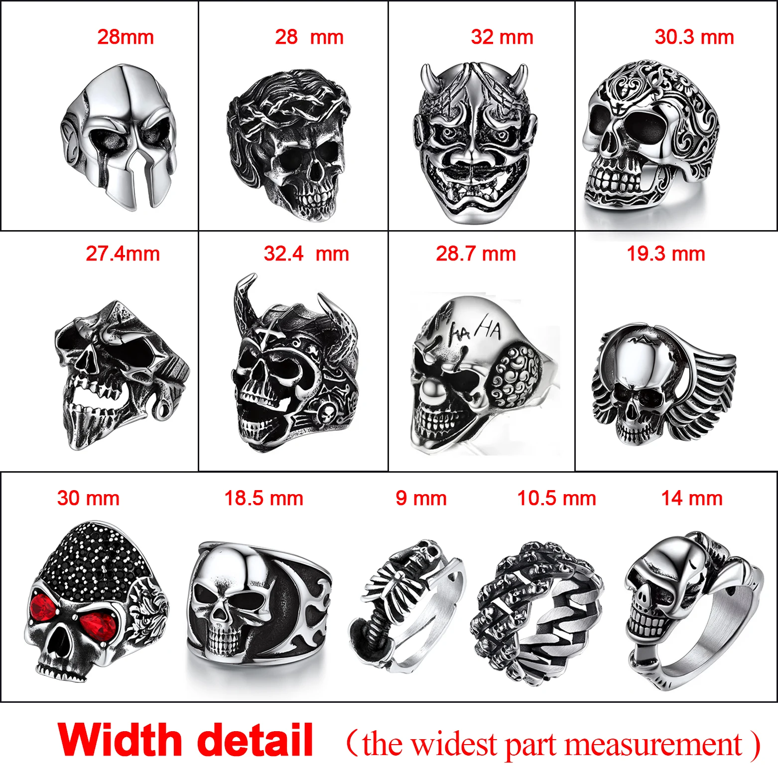 U7 Stainless Steel Skull Rings for Men Vintage Hannya Mask Devil Horn Skull Jesus Sparta Helmet Gothic Signet Ring Jewelry Gift