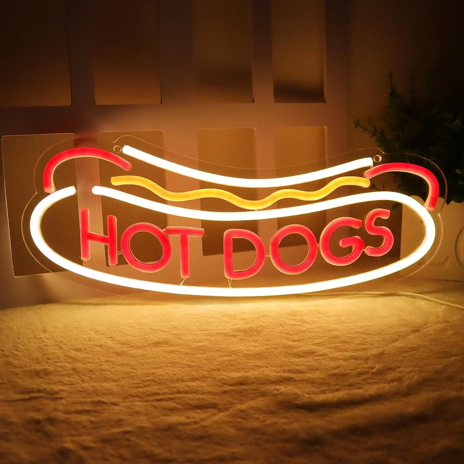 Hot Dog LED Neon Sign Hotdog Neon Light LED Signs Dinning Room Decor Wall Art Restaurant Fast Food Shop Store Bakery Night lamp