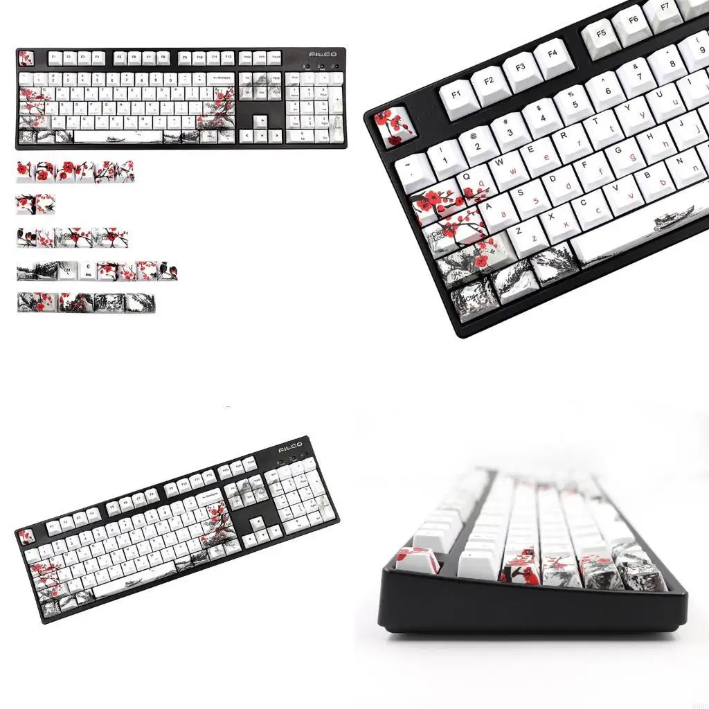 

900F DYE-Sub PBT Keycap Plum Blossom 128 Keys Mechanical Keyboard Cherry Profile