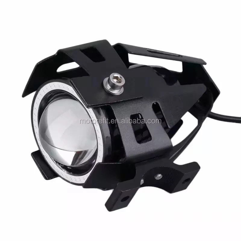 1Pair 125W LED Auxiliary Motorcycle Headlight Universal 1200LM Angel Eyes U7 Mini Motorcycle Spotlights Bicycle Lamp Accessories