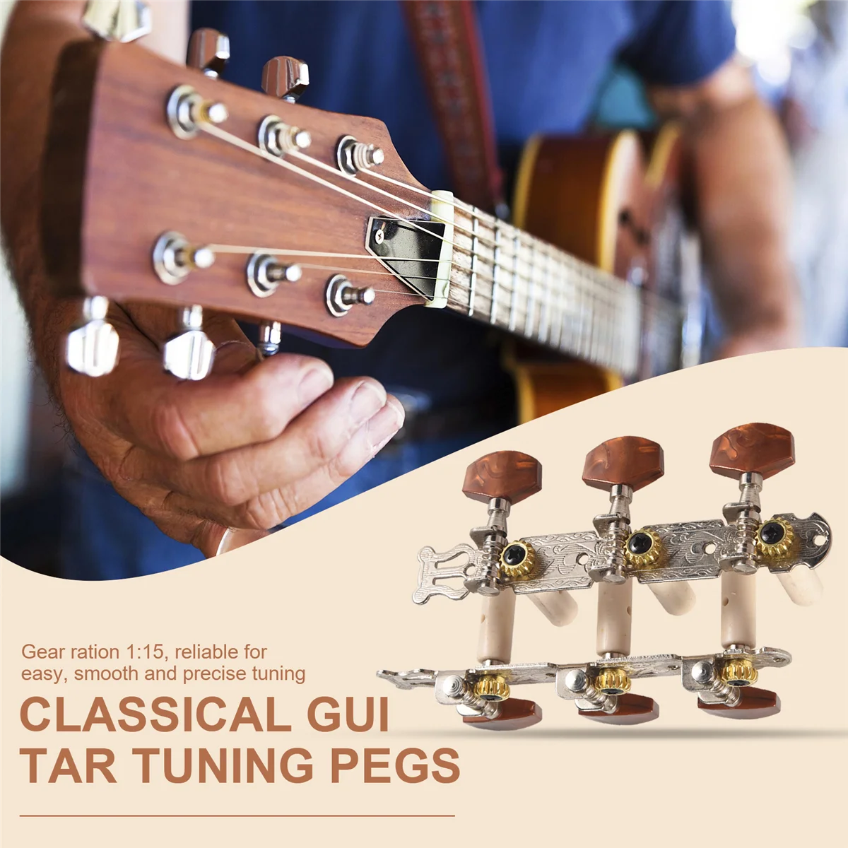 SYJZ 2Pcs 1:15 Classical Silver Guitar Tuner Tuning Machine Heads Keys Pegs for Guitar Parts