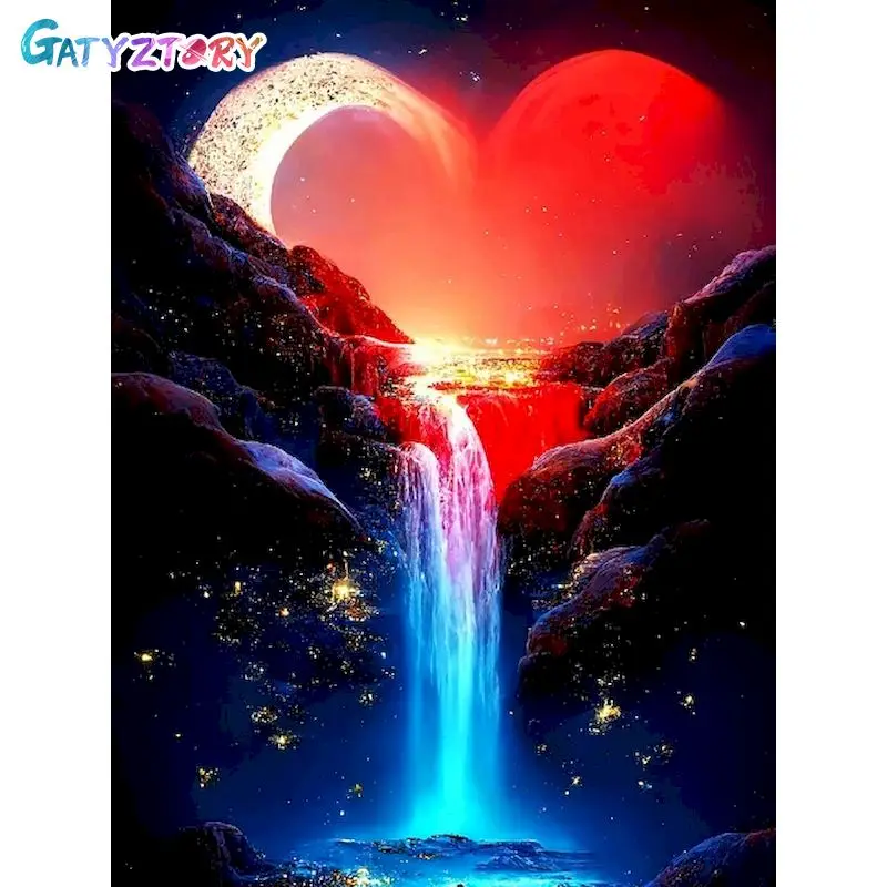 

GATYZTORY Acrylic Painting By Numbers Adults Crafts Rainbow Waterfall Coloring By Numbers Diy Gift Wall Decors Picture Paint 60x