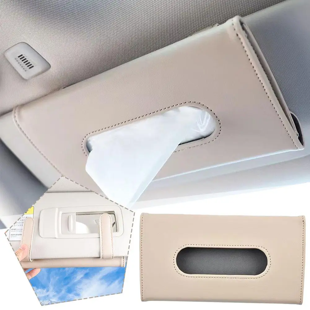 Car Sun Visor PU Leather Tissue Holder Mask Holder Storage Interior Auto Sun Holder Visor Decoration Accessories Car D3W4