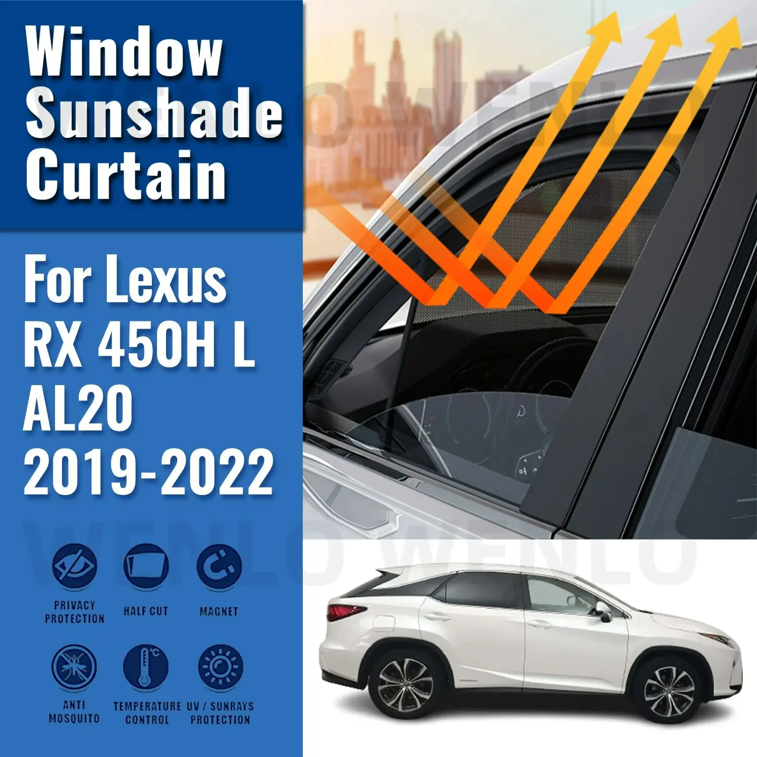 

For Lexus RX 5Seats 2016-2022 450 350 300 Rear Side Window Sun Shade Visor Magnetic Car Sunshade Shield Front Windshield Curtain