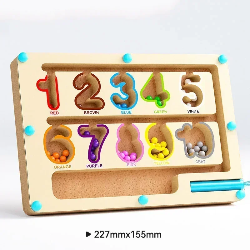 Giocattolo labirinto magnetico con perline digitali magnetiche per esercizi di puzzle per bambini, giochi di allenamento per l'attenzione e la concentrazione di età compresa tra 2 e 6 anni