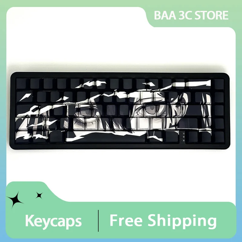 

Anime Keycaps Purple Eye Theme Mechanical Keyboard 68Keys Pbt Cherry Profile Thermal Sublimation Keycaps Pc Keyboard Accessorie