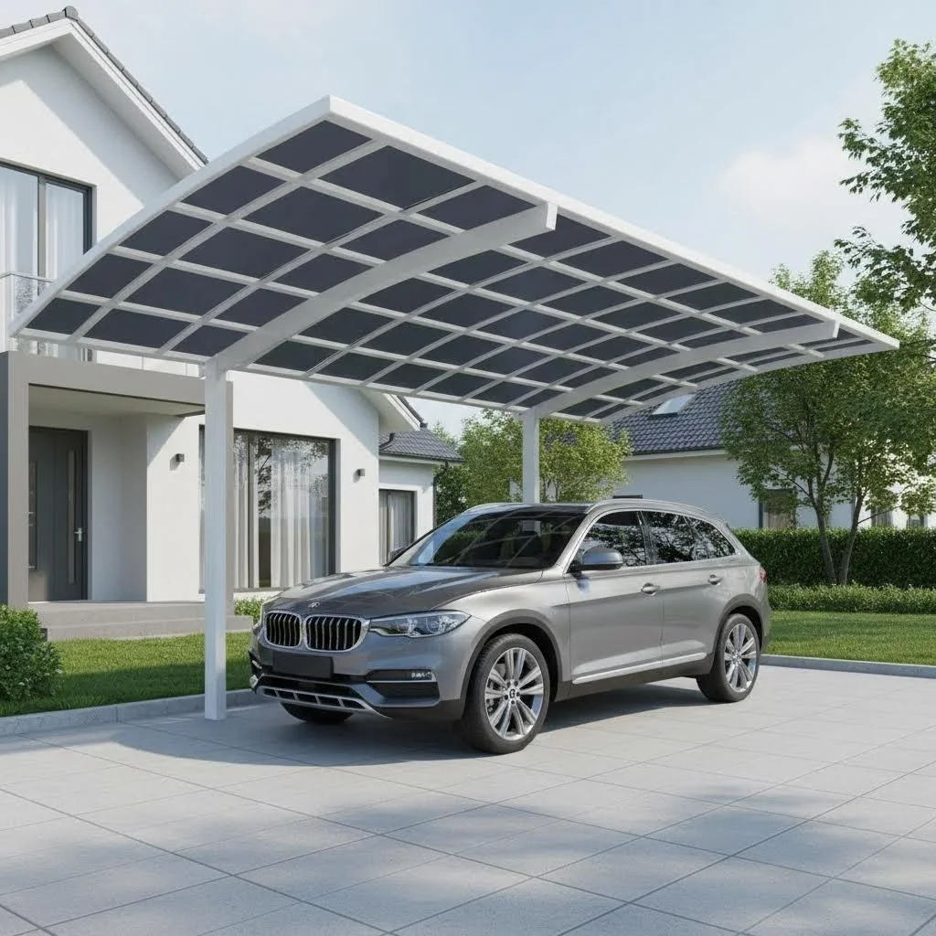 Aluminum Carport Single Car, Heavy Duty Waterproof Outdoor Parking Shelter with UV Protection for SUV