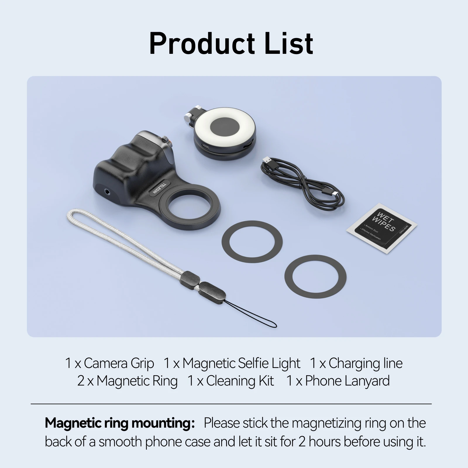 TELESIN Magnetischer Handy-Kamera-Griff Universeller Smartphone-Halter Aufnahmehilfe Fernbedienungsgriff für iPhone und Android