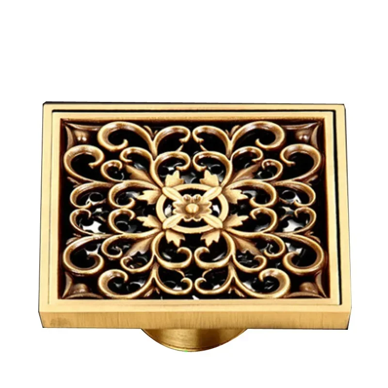 

bathroom floor drain full copper, bathroom antique carved floor drain, washing machine retro floor drain, deodorant and anti-b