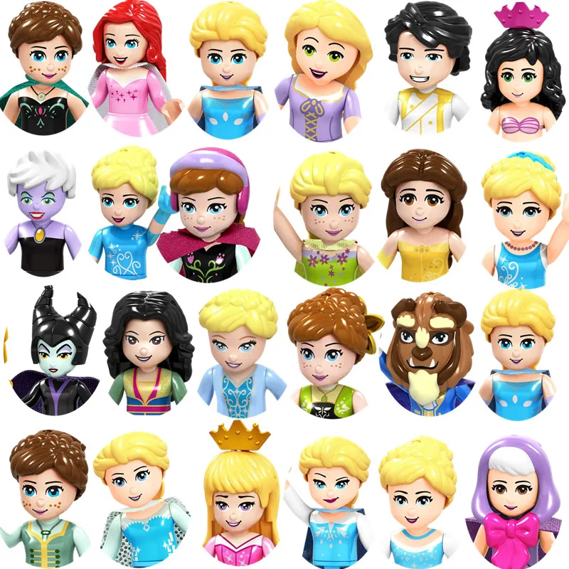 Hot Elsa Anna Princess movable doll toy doll DIY mini cartoon assembled building blocks children\'s Christmas gift