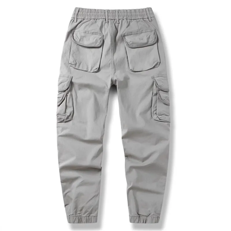 High Quality Cotton Men's Cargo Pants Solid Color Jogging Multi-Pockets Casual Trousers Men Outdoor Slim Fit Full Length Pants