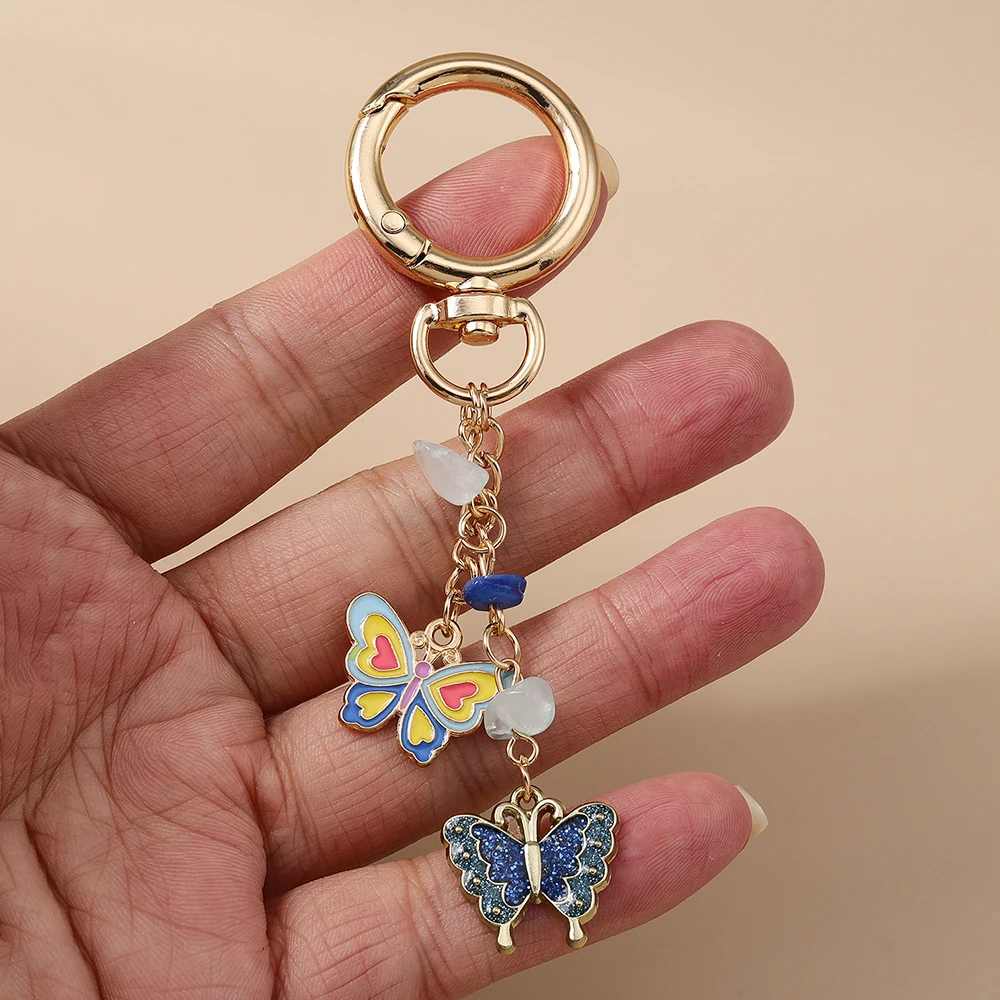 Trendy Schmetterling Blume Anhänger Schlüsselbund Nette Mode Liebe Herz Schlüssel Ring Für Frauen Mädchen Handgemachte Geburtstag Geschenk Schmuck – Detail 7
