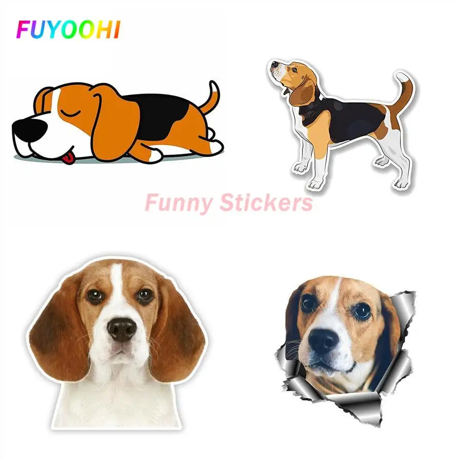 FUYOOHI Play Stickers Personality BEAGLE Dog Animal Decal  Waterproof Car Sticker for Auto Decors on Bumper Rear Window Laptop