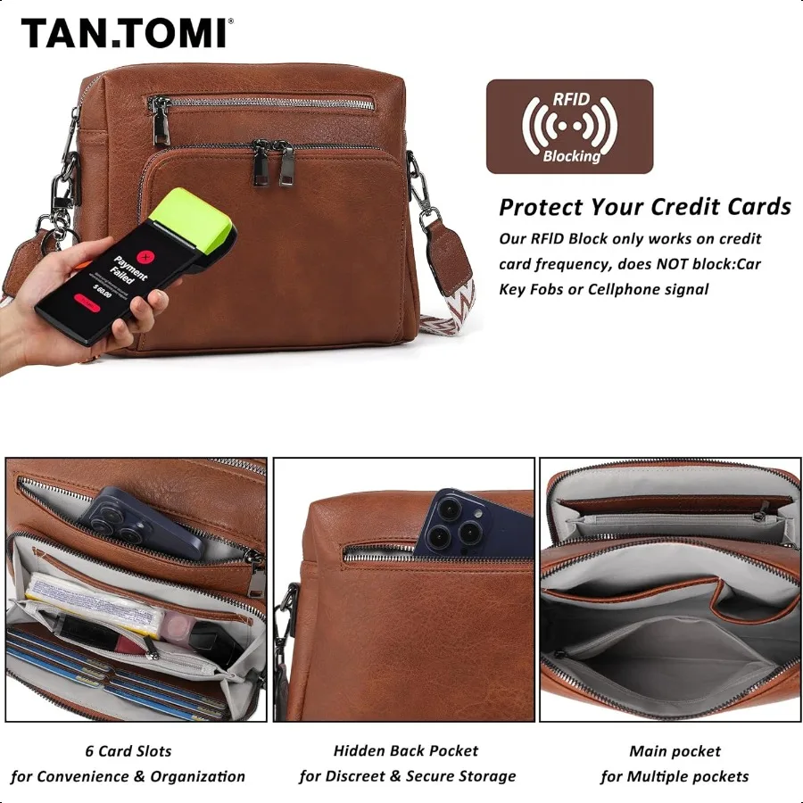 Borse a tracolla da donna Borse multitasche da donna Borsa a tracolla in pelle vegana con tracolla regolabile per lo shopping