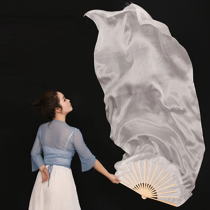1 stks Vrouwen Buikdans Fan Gradiëntkleur Dans Praktijk Imitatie Zijde Fans Sluier 1.8 m Lange Chinese Stijl Rayon Zijde Fans