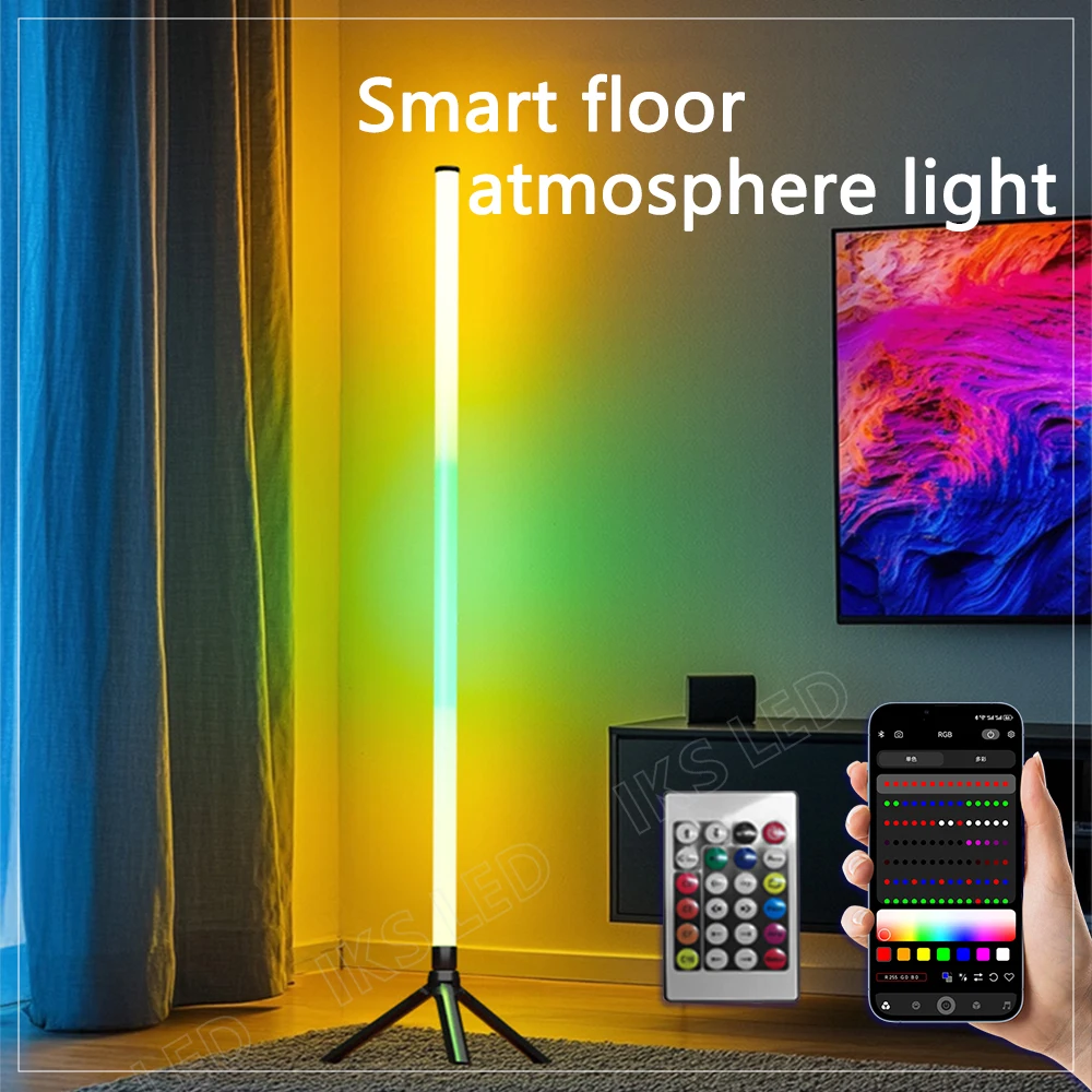 RGB LED Floor Lamp 120CM Modern Corner Floor Light Atmospheric Standing Light Indoor Home Decor Smart APP Remote Control