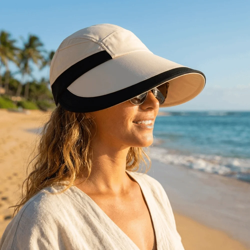 Breathable Nylon Sunscreen Sun Hat Versatile Lightweight Empty Top Hat Sun Protection Color Blocking Duckbill Cap Beach