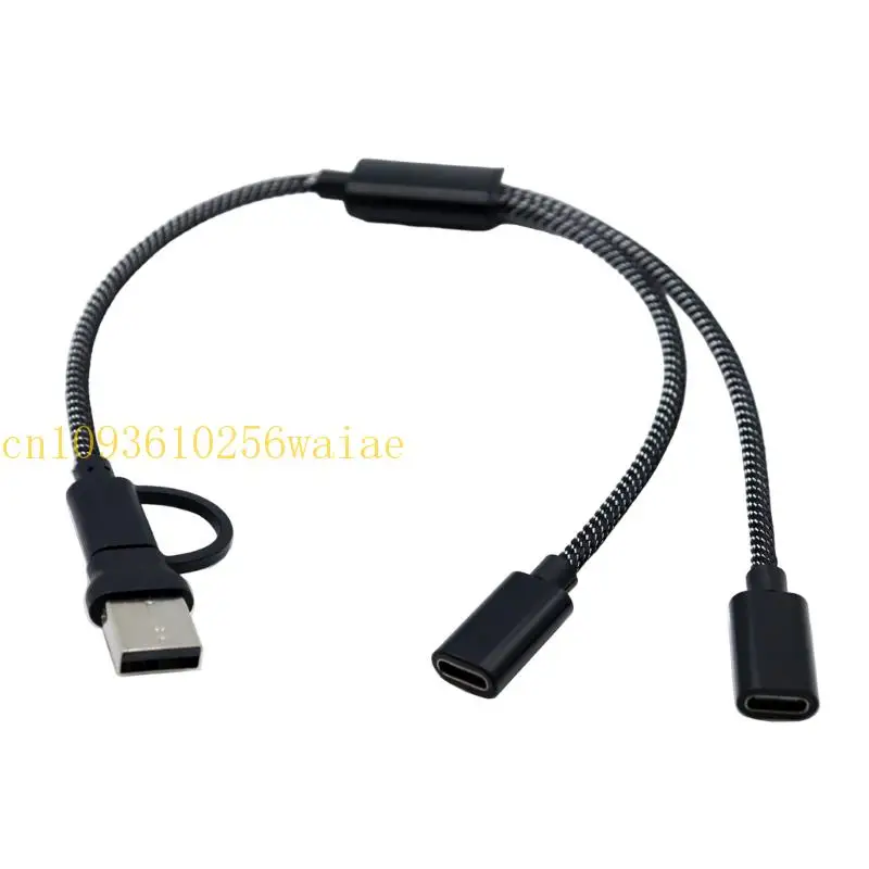 Cable divisor USB 652F, USB + Tipo C Conectores cable extensión Male a 2/3, Datos Puerto USB Datos y Carga Potencia