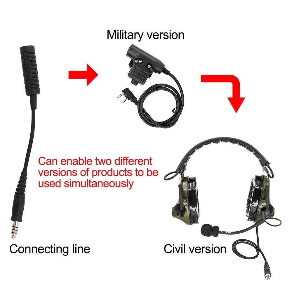 Adaptador táctico NATO de auriculares a cableado civil para radio - imagen 3