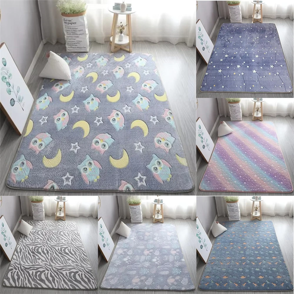 

Мягкий пушистый коврик с милой мультяшной совой, луной, звездой, зеброй, кроликом, цветочными элементами, стильным уютным напольным ковриком для домашнего декора