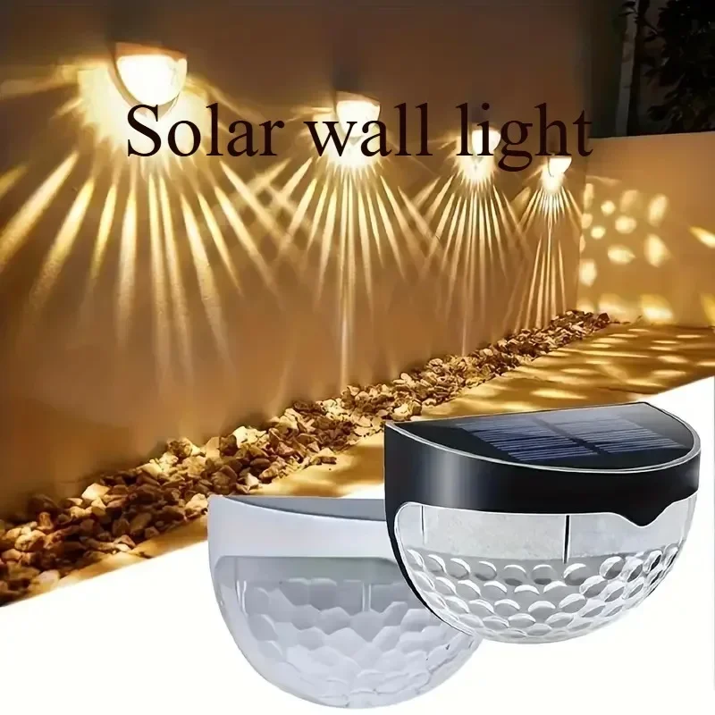 LED Solar Fence Lights Outdoor Waterproof Wall Lights Corrugated Lights for Fence Terrace Garden Path Decorative