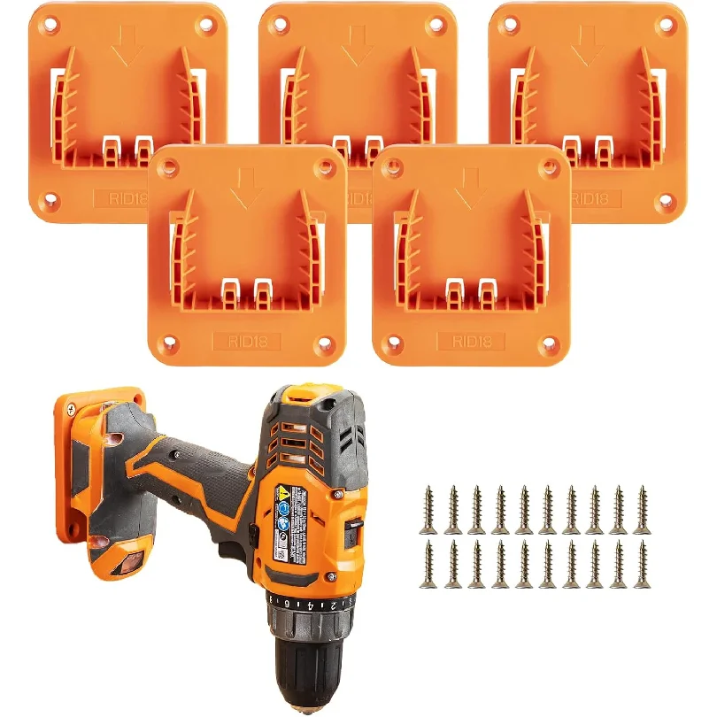 5-Pack For RIDGID 18V Max Lithium-Ion Drill Mount Dock Hanger, Plastic Tool Holder with 20 Screws