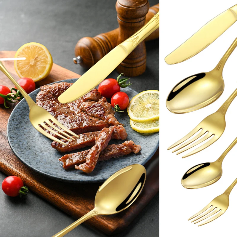 4/24pcs Elegant and Durable vintage Crown Cutlery Set - Stainless Steel Cutlery for Restaurants, Home, Parties and Weddings