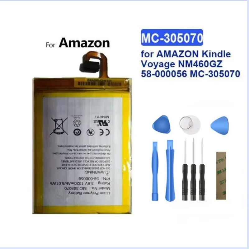 Battery for Amazon Kindle Voyage Part Numbers NIM460GZ 58-000056 MC-305070 S13-R2 S13-R2-A ST28MC-30869558-000255 Cpacity 1320a