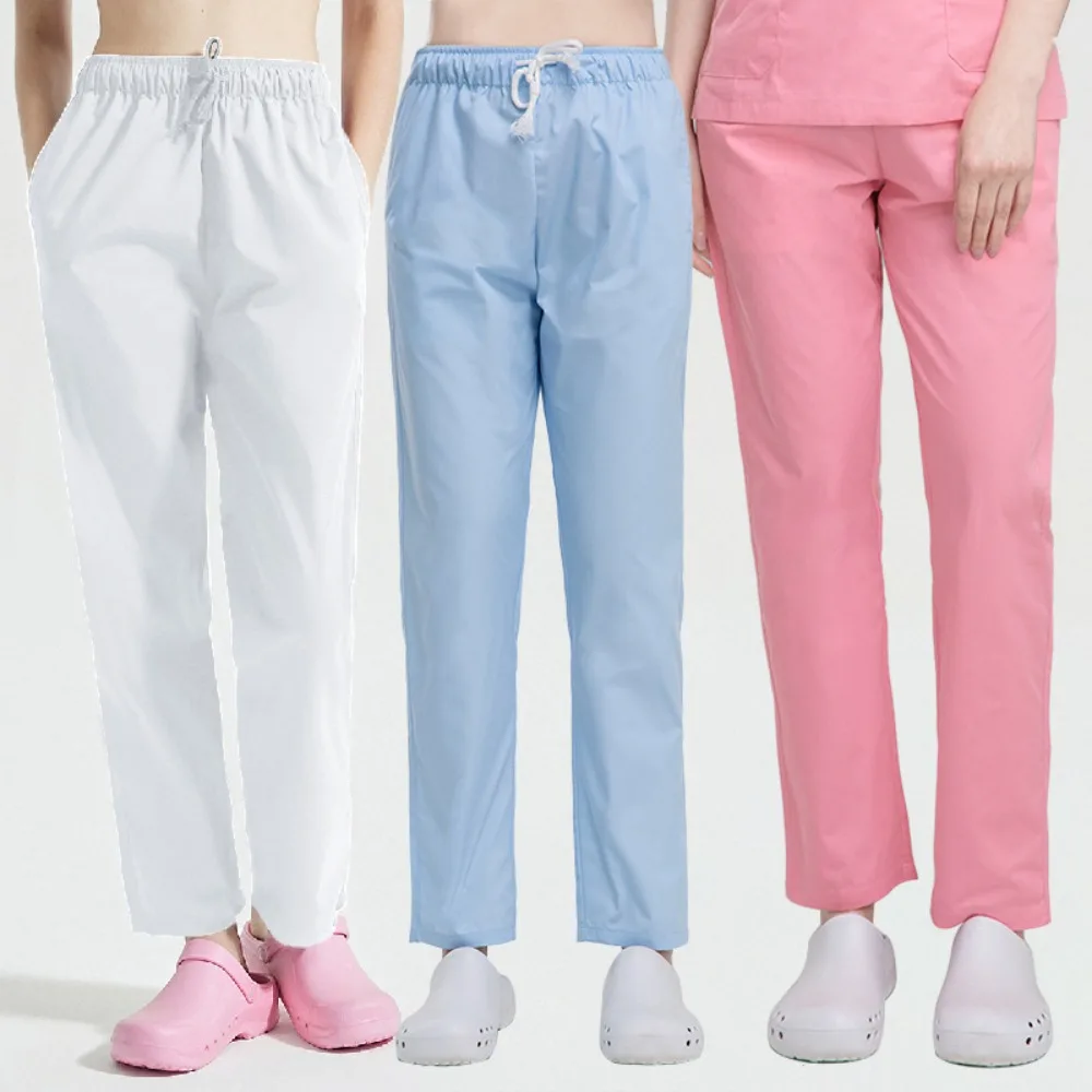 

Scrub Pants for Women & Men - Elastic Drawstring Nursing Work Pants, Comfortable Dental Clinic Lab Technician Uniform Trousers