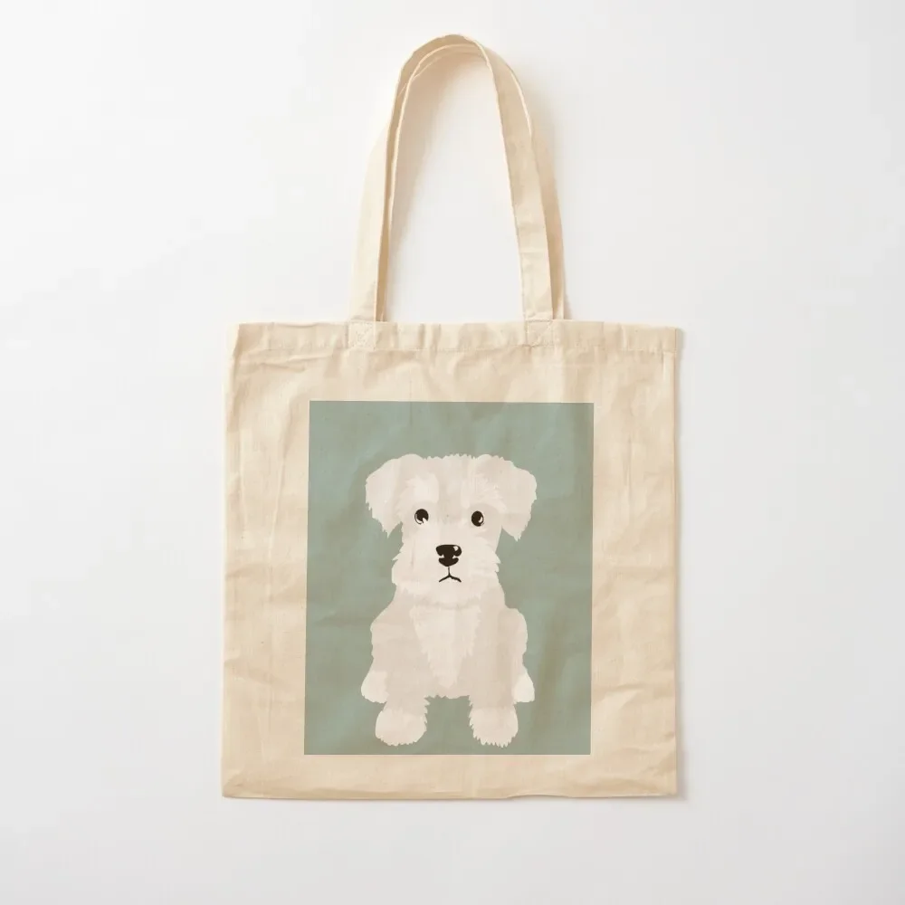 

White Miniature Schnauzer Puppy Dog Tote Bag tote bag men's shopping trolley bag sac pour femme large size bags Canvas Tote