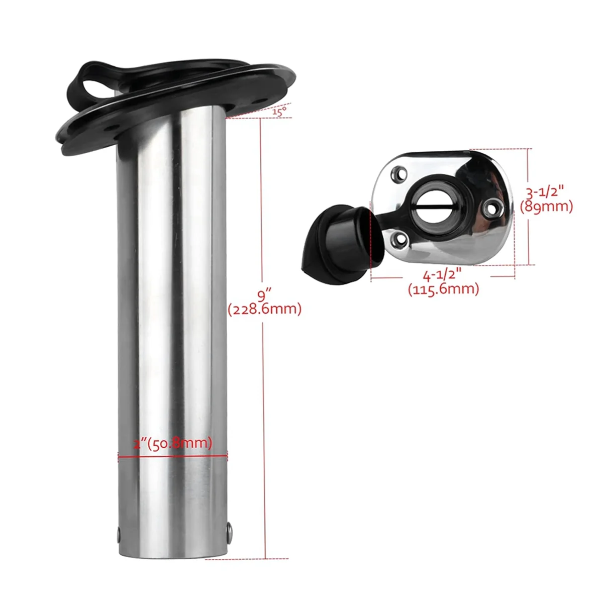 

A002 2-х шт. Морской держатель удочки из нержавеющей стали, утопленный на 15 градусов, с крышкой из ПВХ, внутренней трубкой и шайбой