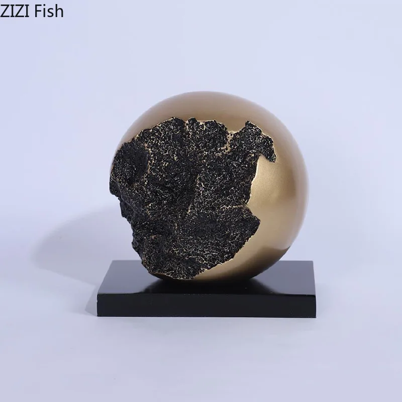

Abstract Artwork Globe Alloy Ornaments Imitation Bronze Spherical Sculpture Desk Decoration Crafts Statue Modern Home Decor