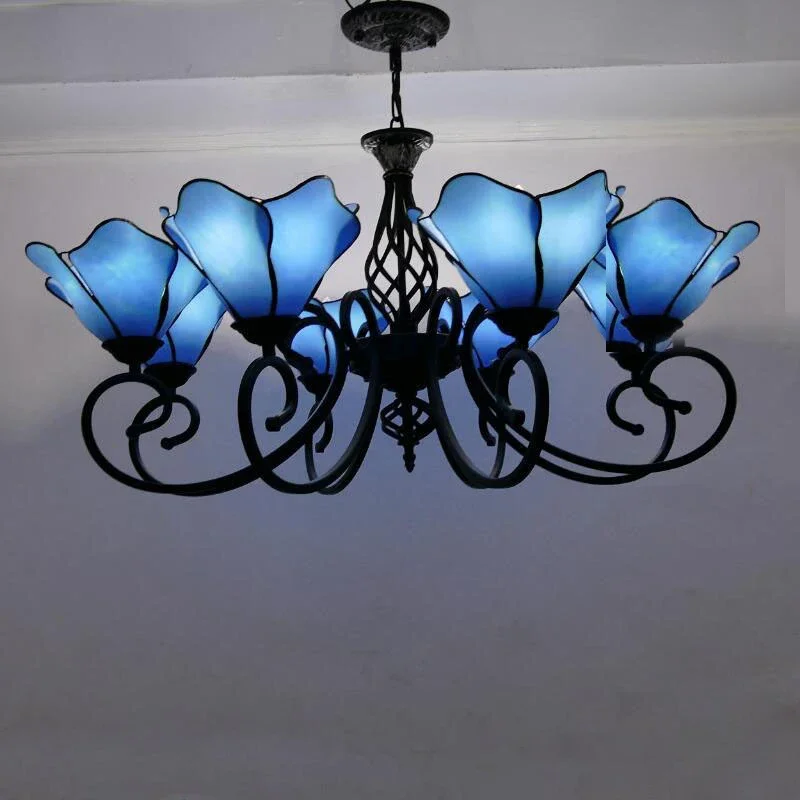 TYLA Tiffany European Living Room Pendant Lamp Mediterranean Sea Creative Color Glass restaurant Bedroom Hotel Chandelier