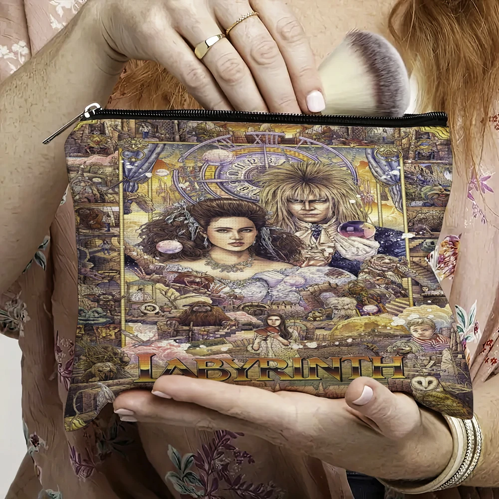 

Classic Movie Labyrinth Art Cosmetic Bags Double Print Women Makeup Bag Wedding Handbag Lady Travel Organizer Children Wallet