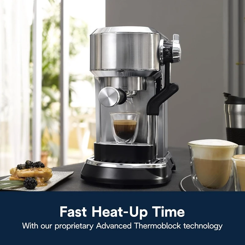 ماكينة اسبريسو ديديكا مايسترو بلس ماكينة اسبريسو مع عصا بخار أوتوماتيكية لللاتيه والكابتشينو والقهوة والفولاذ المقاوم للصدأ،