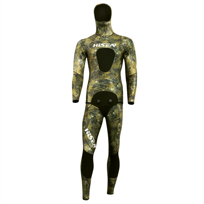 Hisea seac 7mm men neoprene diving suit Split wetsuit Fishing and hunting clothing Siamese CR inside material smooth skin