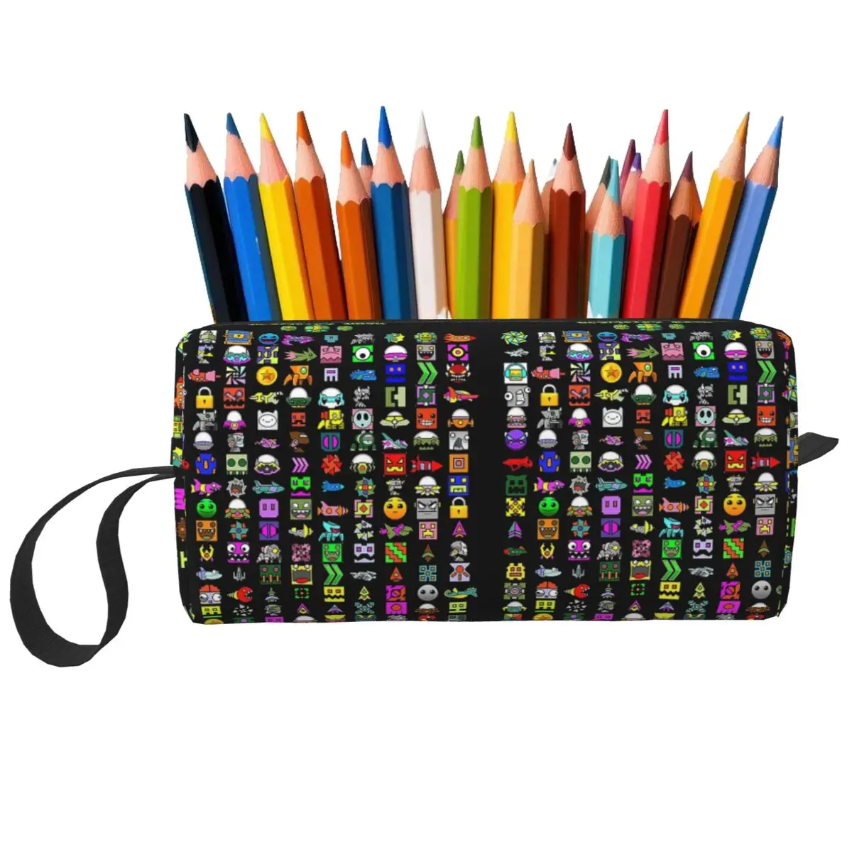 Geometry Dash Pencil Case for Boy Girl School Pen Box Pencil Bag Stationery Supplies Travel Women Cosmetic Bag