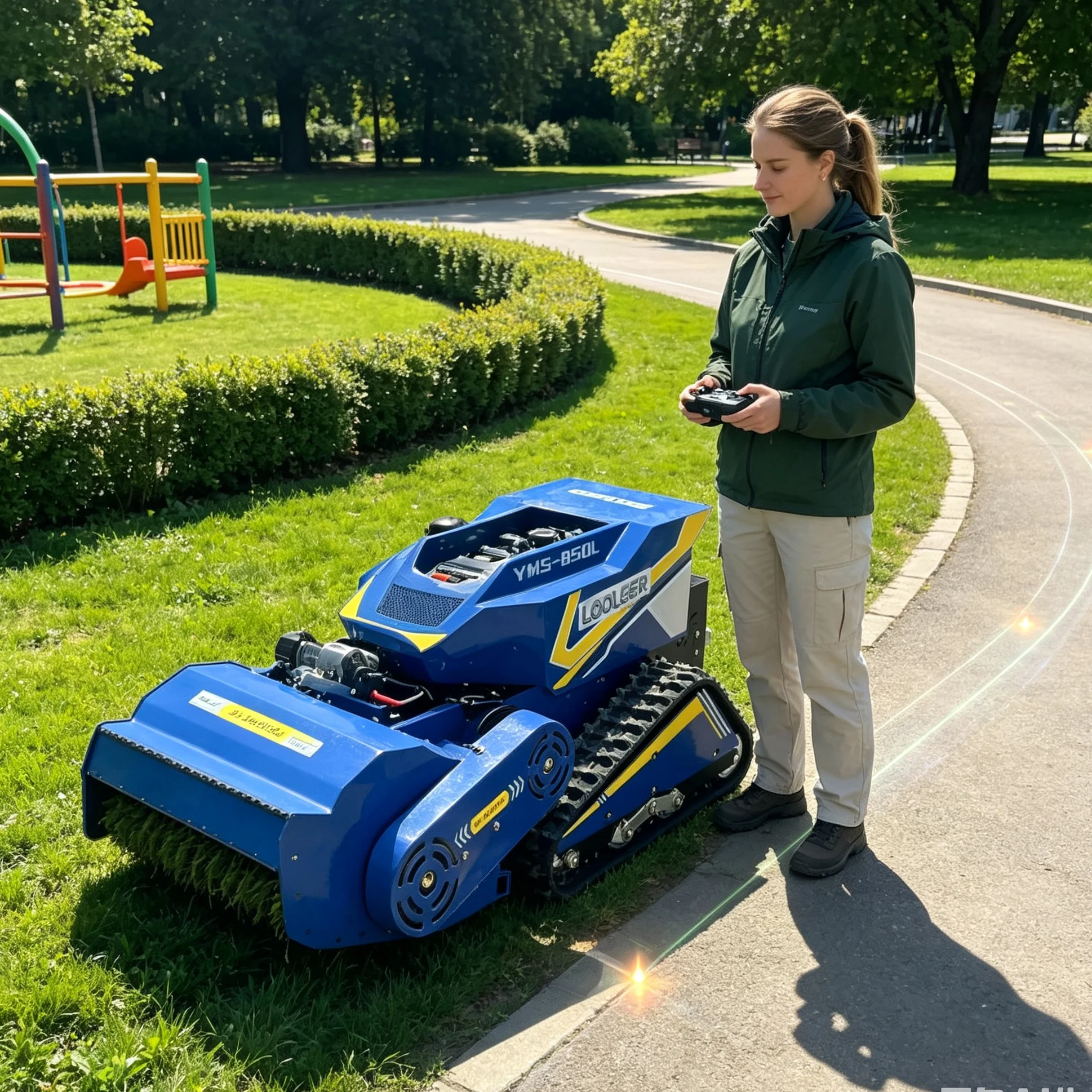 Customized Steep‑Slope Vineyard 1000SM Wireless Lawn‑Mowing Robot, Stylish Blue Color, Upgradeable Industrial Remote For Safe