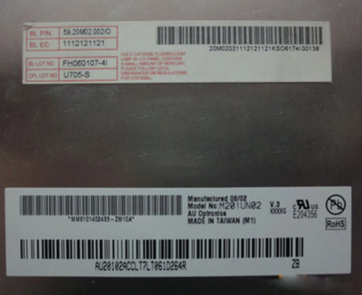 M201UN02 V3 기존 20.1인치 LCD 디스플레이 화면