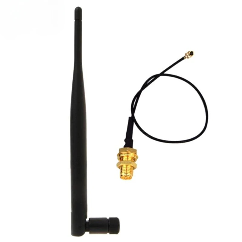 

External Wifi Antenna 2.4GHz 6dBi 2.4G Antennae Aerial RP SMA Male with 15cm Adapter Cable U.FL/IPX Pigtail for Wireless Router