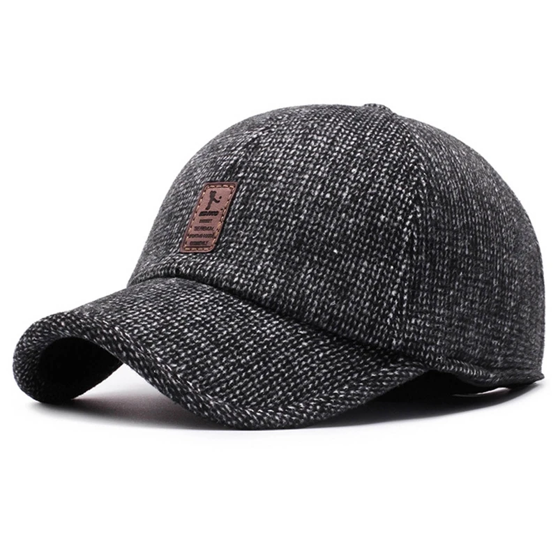 Otoño Invierno hombres gorra Snapback de lana mantener caliente gorra de Golf al aire libre orejeras gorra de béisbol sombrero de papá con orejeras regalo del padre