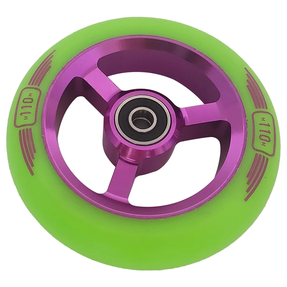110mm Pro Stunt/Push/Kick Scooter Wheels 88A PU ABEC-9 Bearings Wheels Aluminum Core Accessories Scooter Parts 2 Pieces