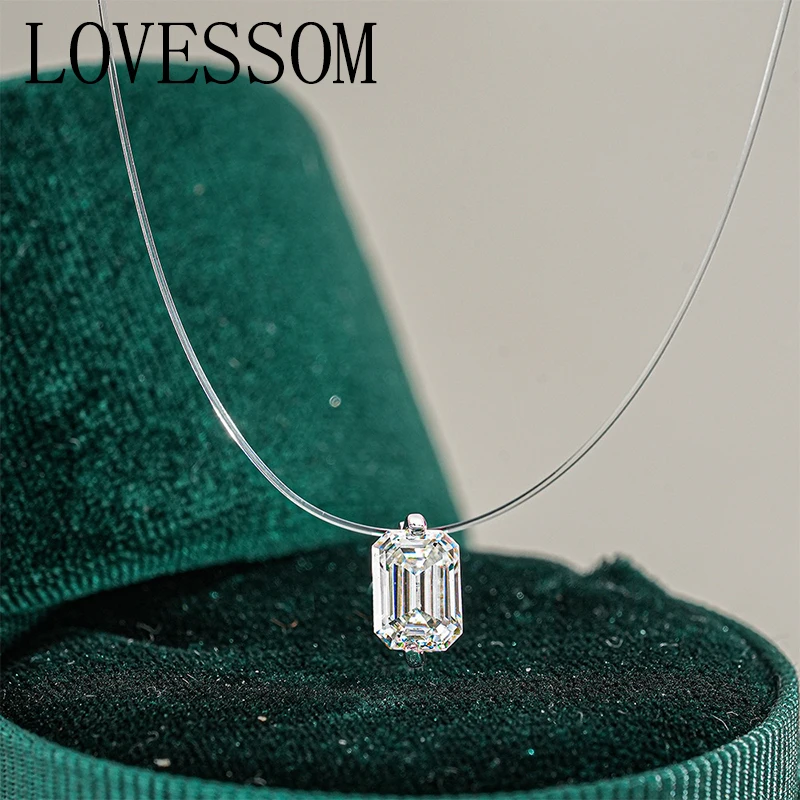 

Серебро 925, 1 карат, муассанит, классическое повседневное универсальное высококачественное невидимое ожерелье из лески со звездами и ключицей