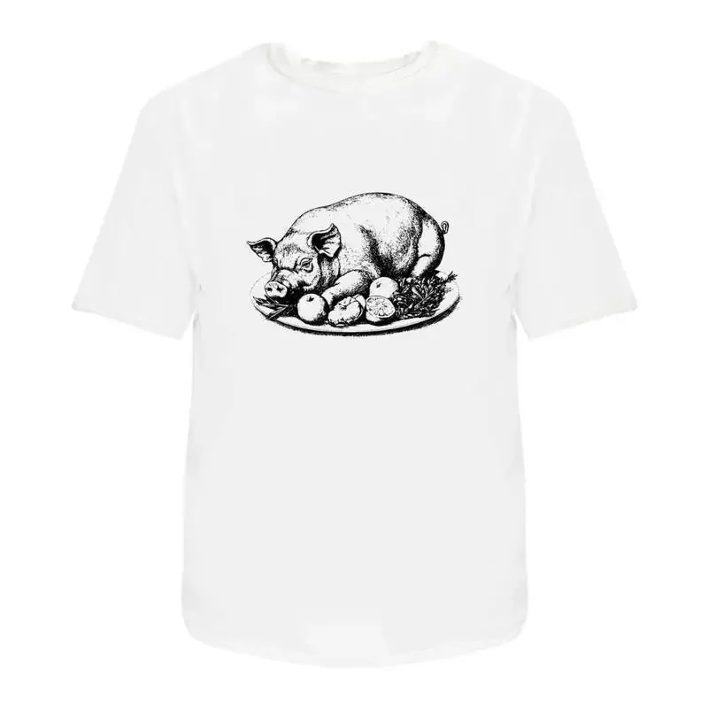 Roasted Pig Ontray' Cotton T Shirt Ta049232